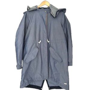 Scotch & Soda long  Jacket Womens Blue Full Zip Hood Nylon Troublemaker